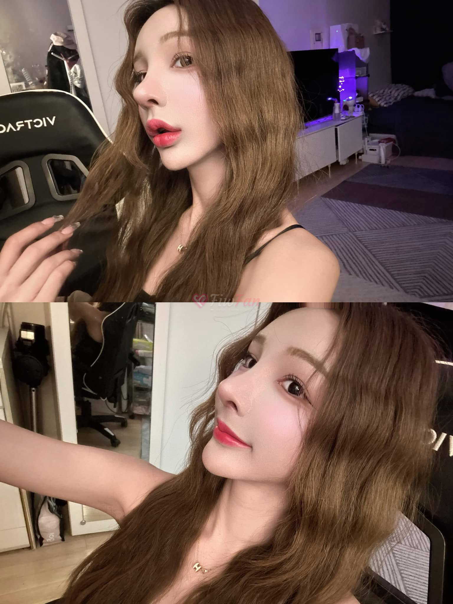 สาวไซด์ไลน์ Naeun โพสท่าดูเซ็กซี่ในห้องสว่าง พร้อมทำท่าผมในห้องสีม่วง
